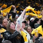 May 1, 2026; Boston, Massachusetts, USA; Boston Bruins fans cheer after right wing David Pastrnak (88) scored against the Buffalo Sabres during the second period of game six of the first round of the 2026 Stanley Cup Playoffs at TD Garden.
