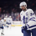 Jan 8, 2026; Philadelphia, Pennsylvania, USA; Toronto Maple Leafs center Auston Matthews (34) before action against the Philadelphia Flyers at Xfinity Mobile Arena.