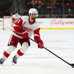 Jan 17, 2023; Tempe, Arizona, USA; Detroit Red Wings center Dylan Larkin (71) against the Arizona Coyotes at Mullett Arena.