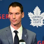 May 4, 2026; Toronto, Ontario, CANADA; Toronto Maple Leafs general manager John Chayka speaks to the media at Real Sports Bar.