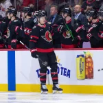 Jan 17, 2026; Ottawa, Ontario, CAN; Ottawa Senators left wing Brady Tkachuk (7) celebrates with teammates on the bench after scoring a goal in the second period against the Montreal Canadiens at the Canadian Tire Centre.