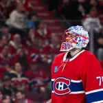 Une annonce sème la grogne des partisans du Canadien May 16, 2026; Montreal, Quebec, CAN; Montreal Canadiens goalie Jakub Dobes (75) looks up at the scoreboard against the Buffalo Sabres during the second period in game six of the second round of the 2026 Stanley Cup Playoffs at Bell Centre. Mandatory Credit: David Kirouac-Imagn Images