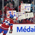 Mar 3, 2025; Montreal, Quebec, CAN; Montreal Canadiens defenseman Arber Xhekaj (72) skates during the warmup period before the game against the Buffalo Sabres at the Bell Centre.