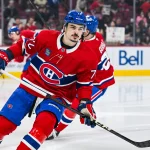 Jan 18, 2025; Montreal, Quebec, CAN; Montreal Canadiens defenseman Arber Xhekaj (72) looks on during warm-up before the game against the Toronto Maple Leafs at Bell Centre.