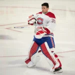 Apr 23, 2022; Ottawa, Ontario, CAN; Montreal Canadiens goalie Carey Price (31) skates prior to the start of the game against the Ottawa Senators at the Canadian Tire Centre.