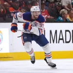 Apr 8, 2026; San Jose, California, USA; Edmonton Oilers center Connor McDavid (97) follows the action against the San Jose Sharks during the second period at SAP Center at San Jose.