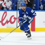 Apr 8, 2026; Toronto, Ontario, CAN; Toronto Maple Leafs right wing William Nylander (88) skates with the puck against the Washington Capitals during the first period at Scotiabank Arena.