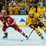 21 players expected to hit free agency on Saturday with a Pittsburgh Penguin leading the way Sam Harris (12) of the Denver Pioneers follows Cruz Lucius (51) of the Arizona State Sun Devils down the ice as they play 3-on-3 in overtime at Mullett Arena on Feb. 8, 2025, in Tempe, Ariz