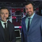 Félix Séguin et Patrick Lalime, sur les ondes de TVA Sports et au Centre Bell pour le match du Canadien de Montréal.