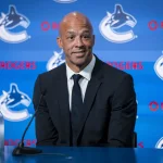 Jun 4, 2026; Vancouver, BC, CANADA; Manny Malhotra speaks during press conference where the Vancouver Canucks introduce Malhotra as their new head coach during a press conference at Rogers Arena.