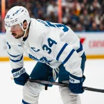 Jan 31, 2026; Vancouver, British Columbia, CAN; Toronto Maple Leafs forward Auston Matthews (34) during a stop in play against the Vancouver Canucks in the third period at Rogers Arena.
