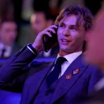 Jun 26, 2026; Buffalo, New York, USA; Gavin McKenna reacts after being selected with the first pick in the first round of the 2026 NHL Draft by the Toronto Maple Leafs at KeyBank Center.