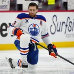 Mar 10, 2026; Denver, Colorado, USA; Edmonton Oilers center Leon Draisaitl (29) before the game against the Colorado Avalanche at Ball Arena