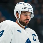 Jan 31, 2026; Vancouver, British Columbia, CAN; Toronto Maple Leafs forward Auston Matthews (34) during a stop in play against the Vancouver Canucks in the second period at Rogers Arena.