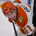 Cutter Gauthier's salary demands could force the Ducks to trade one of three veterans Nov 6, 2025; Dallas, Texas, USA; Anaheim Ducks left wing Cutter Gauthier (61) looks on during the game between the Stars and the Ducks at the American Airlines Center. Mandatory Credit: Jerome Miron-Imagn Images