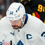 Jan 31, 2026; Vancouver, British Columbia, CAN; Toronto Maple Leafs forward Auston Matthews (34) during a stop in play against the Vancouver Canucks in the third period at Rogers Arena.