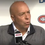 Le directeur général du Canadien de Montréal, Kent Hughes, en point de presse au tournoi de golf.