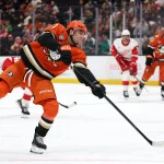 Cutter Gauthier's contract standoff takes another turn as Dylan Larkin trade buzz resurfaces Oct 31, 2025; Anaheim, California, USA; Anaheim Ducks left wing Cutter Gauthier (61) shoots the puck during the second period against the Detroit Red Wings at Honda Center. Mandatory Credit: Kiyoshi Mio-Imagn Images