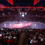 Detroit Red Wings GM search takes a strange turn as pressure builds Jun 2, 2008; Detroit, MI, USA; The logo for the Detroit Red Wings is projected on the ice before game five of the Stanley Cup finals against the Pittsburgh Penguins at Joe Louis Arena. Mandatory Credit: Leon Halip-USA TODAY Sports