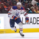 Apr 8, 2026; San Jose, California, USA; Edmonton Oilers center Connor McDavid (97) follows the action against the San Jose Sharks during the second period at SAP Center at San Jose.