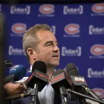 14 octobre 2025; Montréal (Québec), Canada; Geoff Molson, PDG et copropriétaire des Canadiens de Montréal, tient une conférence de presse avant le match contre le Kraken de Seattle au Centre Bell.