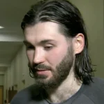 L'attaquant Kirill Marchenko, ciblé par le Canadien de Montréal, en conférence de presse d'après-match.