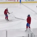 Ivan Demidov Alexander Zharovsky Canadiens practice