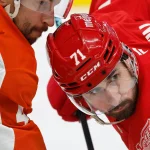Red Wings reveal to the Wild what it will take to acquire Dylan Larkin Mar 28, 2026; Detroit, Michigan, USA; Philadelphia Flyers center Luke Glendening (41) and Detroit Red Wings center Dylan Larkin (71) gets set to face off in the second period at Little Caesars Arena. Mandatory Credit: Rick Osentoski-Imagn Images