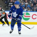 Apr 13, 2026; Toronto, Ontario, CAN; Toronto Maple Leafs center Max Domi (11) follows the play against the Dallas Stars during the third period at Scotiabank Arena.