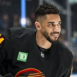 Mar 2, 2026; Vancouver, British Columbia, CAN; Vancouver Canucks forward Evander Kane (91) skates in warm up prior to a game against the Dallas Stars at Rogers Arena.