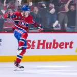 May 16, 2026; Montreal, Quebec, CAN; Montreal Canadiens right wing Ivan Demidov (93) reacts after scoring a goal against the Buffalo Sabres during the first period in game six of the second round of the 2026 Stanley Cup Playoffs at Bell Centre.