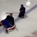 L'ancien gardien du Canadien de Montréal, Carey Price, à l'entraînement.