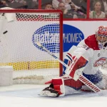 Apr 23, 2022; Ottawa, Ontario, CAN; Montreal Canadiens goalie Carey Price (31) is unable to stop a shot from Ottawa Senators left wing Alex Formenton (not pictured) in the second period at the Canadian Tire Centre.