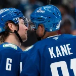 Evander Kane's situation regarding his NHL future just took another unexpected turn Mar 24, 2026; Vancouver, British Columbia, CAN; Vancouver Canucks forward Brock Boeser (6) talks with forward Evander Kane (91) during a stop in play against the Anaheim Ducks in the second period at Rogers Arena. Mandatory Credit: Bob Frid-Imagn Images
