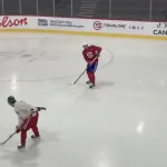 Le Canadien de Montréal ce matin à son entraînement de Brossard, avec Kirby Dach.