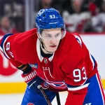 Apr 5, 2026; Montreal, Quebec, CAN; Montreal Canadiens right wing Ivan Demidov (93) waits for a face-off against the New Jersey Devils during the third period at Bell Centre.