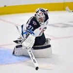 Apr 2, 2026; Dallas, Texas, USA; Winnipeg Jets goaltender Connor Hellebuyck (37) makes a stick save during the first period against the Dallas Stars at the American Airlines Center.