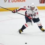 Apr 11, 2026; Pittsburgh, Pennsylvania, USA; Washington Capitals left wing Alex Ovechkin (8) shoots the puck against the Pittsburgh Penguins during the second period at PPG Paints Arena. :