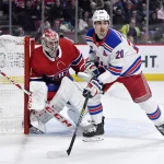 Feb 27, 2020; Montreal, Quebec, CAN; New York Rangers forward Chris Kreider (20) screens Montreal Canadiens goalie Carey Price (31) during the third period at the Bell Centre.