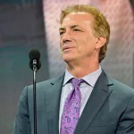 Jul 7, 2022; Montreal, Quebec, CANADA; Colorado Avalanche executive vice president and general manager Joe Sakic speaks after receiving the Jim Gregory general manager of the year award during the first round of the 2022 NHL Draft at Bell Centre.