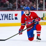 Feb 26, 2026; Montreal, Quebec, CAN; Montreal Canadiens right wing Brendan Gallagher (11) kneels on the ice during warm-up before the game against the New York Islanders at Bell Centre.
