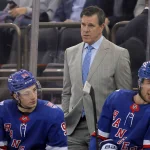 Mar 2, 2026; New York, New York, USA; New York Rangers head coach Mike Sullivan coaches against the Columbus Blue Jackets during the second period at Madison Square Garden.