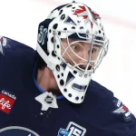 Apr 6, 2026; Winnipeg, Manitoba, CAN; Winnipeg Jets goaltender Connor Hellebuyck (37) warms up before a game against the Seattle Kraken at Canada Life Centre.