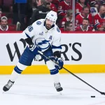 Apr 26, 2026; Montreal, Quebec, CAN; Tampa Bay Lightning right wing Nikita Kucherov (86) plays with a puck during warm-up before the game against the Montreal Canadiens in game four of the first round of the 2026 Stanley Cup Playoffs at Bell Centre.