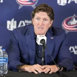 Jul 1, 2023; Columbus, OH, USA; Columbus Blue Jackets name Mike Babcock as their new head coach during a press conference at Nationwide Arena.