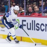 Apr 15, 2026; Ottawa, Ontario, CAN; Toronto Maple Leafs right wing William Nylander (88) skates with the puck in the second period against the Ottawa Senators at the Canadian Tire Centre.