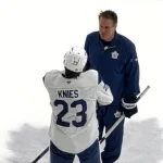 Matthew KNies Jim Hiller Maple Leafs practice talk