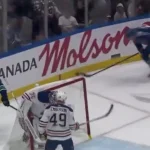 Scary scene as Filip Chytil collides with referee and leaves game