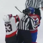 Florian Xhekaj, contre les Sénateurs d'Ottawa, pour le Canadien de Montréal.