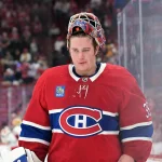 Sep 26, 2026; Montreal, Quebec, CAN; Montreal Canadiens goalie Samuel Montembeault (35) takes a brether during the third period of the game against the Ottawa Senators at the Bell Centre.
